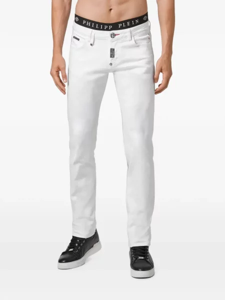 Blugi drepți Philipp Plein alb