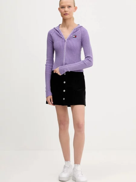 Tommy Jeans kardigan lekki fioletowy