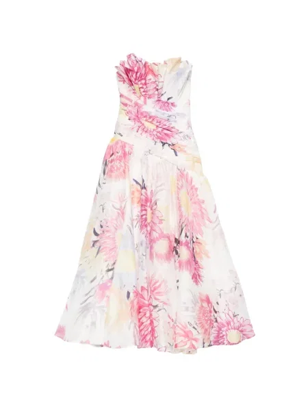 Maksi sukienka maxi Aje z falbankami garniturowa biała