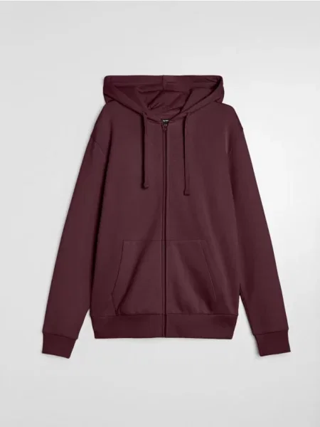 Sinsay Rozpinana bluza z kapturem bordowy