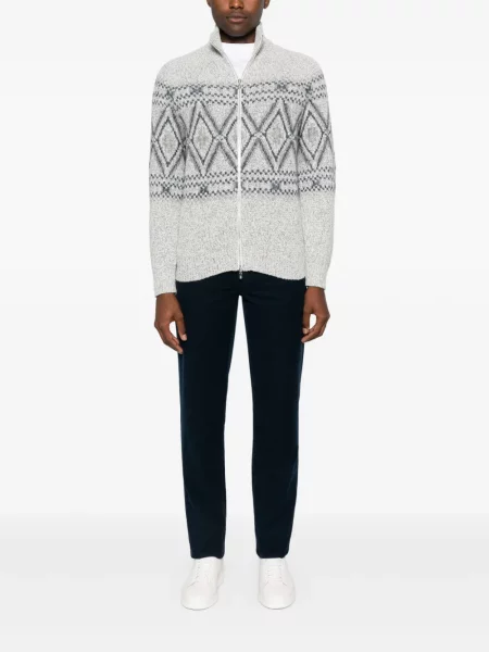 Pantaloni Brunello Cucinelli de catifea cord albastru