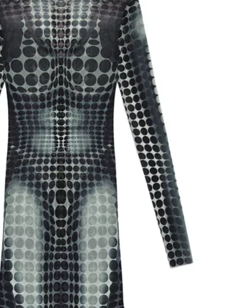 Taškuotas raštuotas maxi suknele Jean Paul Gaultier pilka