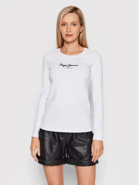 Hosszú ujjú hosszú blúz Pepe Jeans fehér