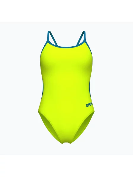 Costum de baie întreg pentru femei Arena Lace Back Solid artic lime/blue cosmo albastru