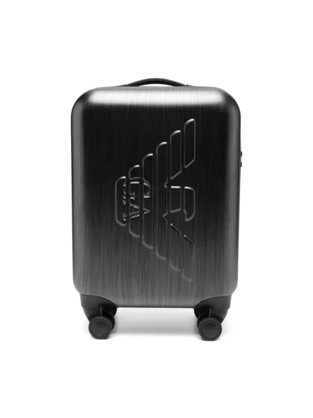 Walizka Emporio Armani z logo szara