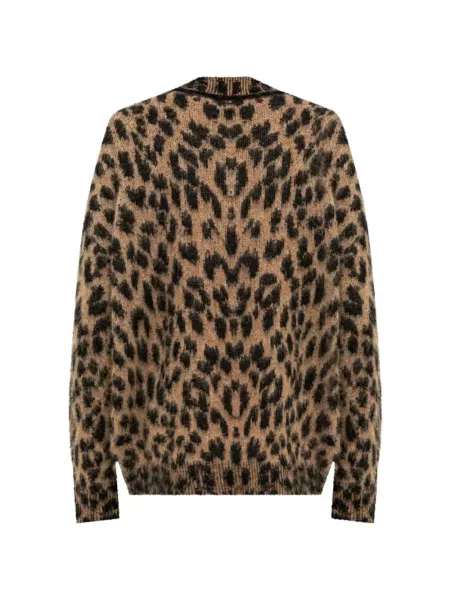 Pulover Laneus tricotate cu imagine cu model leopard maro