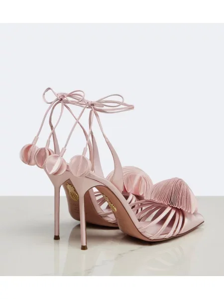 Pantofi cu toc Aquazzura din satin slingback roz