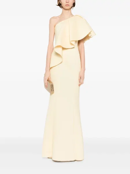 Rochie Saiid Kobeisy cu volane de costum galben