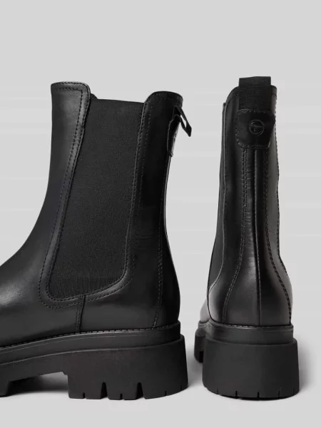 Buty chelsea ze skóry naturalnej Tamaris czarne