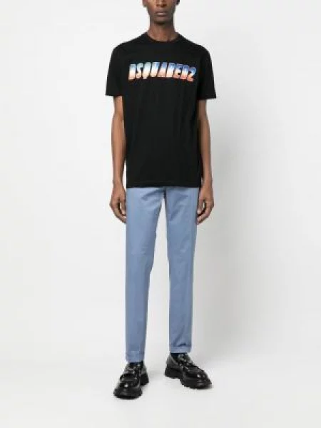 Raštuotas marškinėliai Dsquared2 juoda