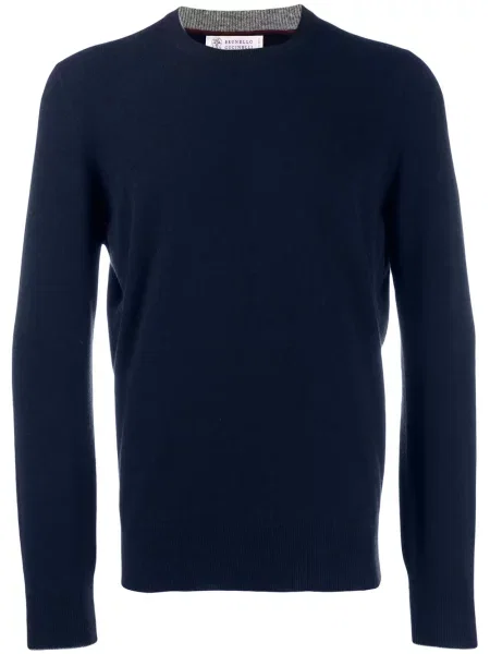 Pulover Brunello Cucinelli tricotate clasic albastru