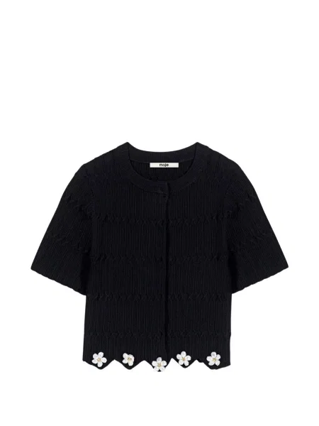 Cardigan Maje cu model floral negru