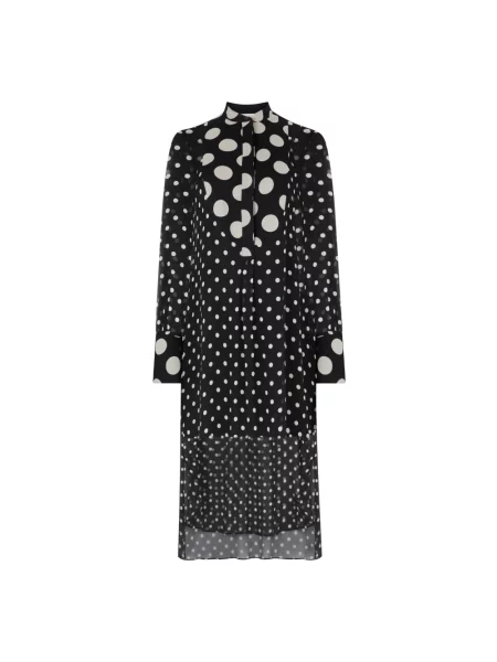 Sukienka midi Nina Ricci w grochy do kolan czarna