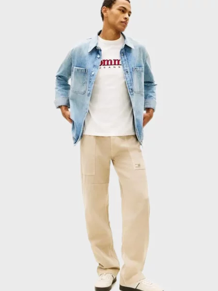 Штани Tommy Jeans бежеві