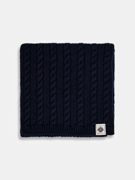Шерстяной меланжевый шарф Bally синий