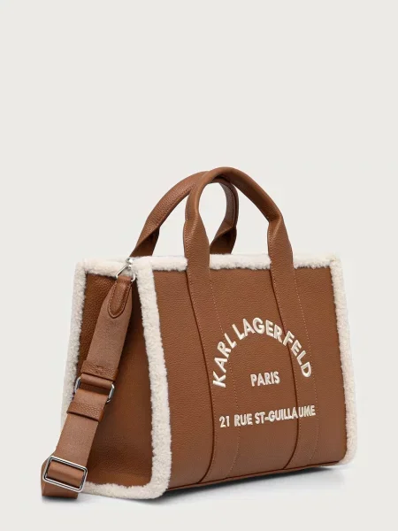 Geanta crossbody Karl Lagerfeld din piele de oaie maro