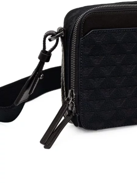 Кожена чанта за през рамо Emporio Armani синьо