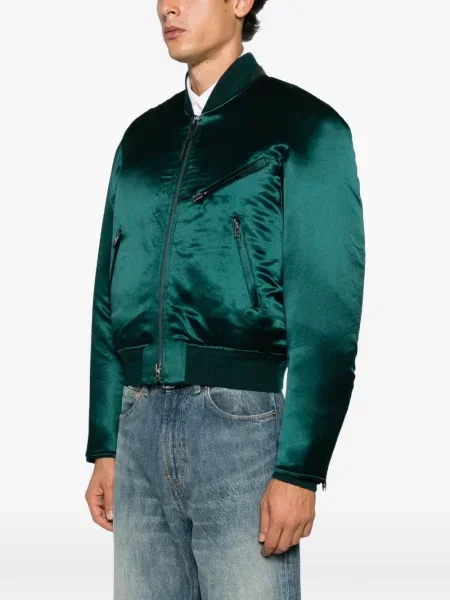 Geacă bomber Tom Ford din satin verde