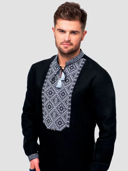 Лляна Вишита сорочка Folk Moda чорний