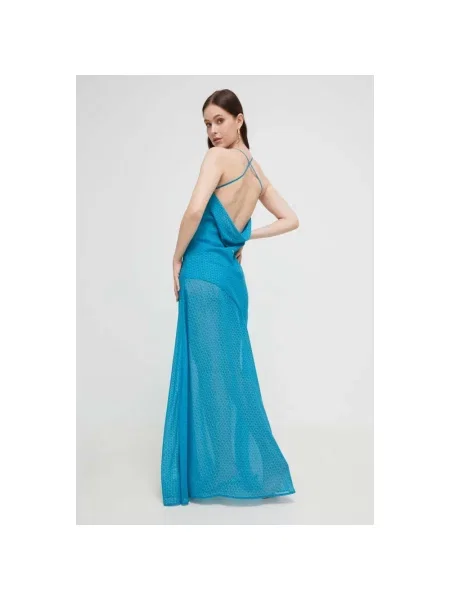 Trussardi sukienka maxi rozkloszowana niebieski