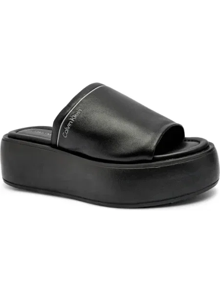 Bőr papucs Calvin Klein fekete