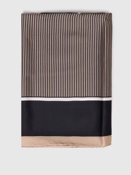 Шелковый платок Saint Laurent в полоску бежевый