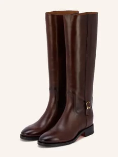 Santoni Kozačky Hermibobuc tmavě / zlatá hnědá