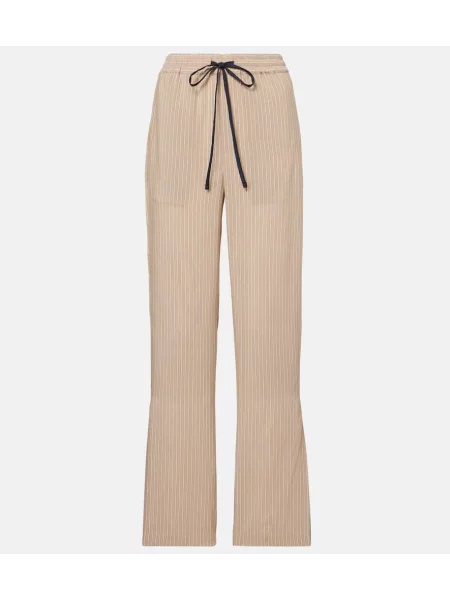 Pantaloni Victoria Beckham cu dungi bej