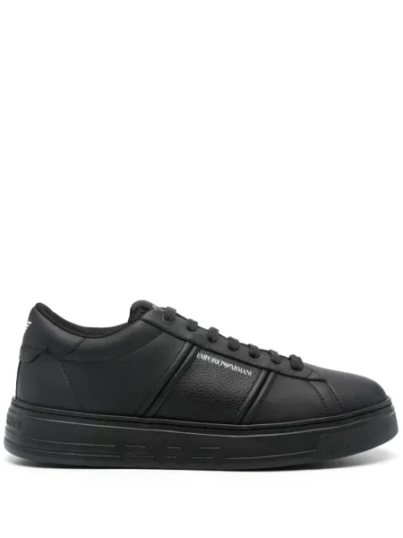 Sneakerși Emporio Armani din piele cu imagine negru