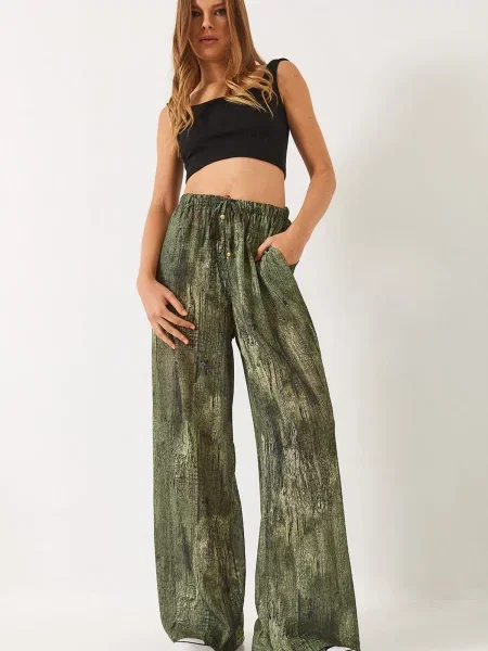 Bianco Lucci Pantaloni verde / verde închis negru