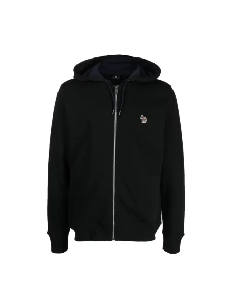 Bluza z kapturem Ps By Paul Smith z kapturem w zebrę z logo czarna