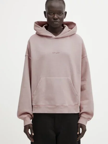 Carhartt WIP bluza W Hooded Benton Sweat z kapturem gładka różowy