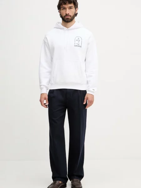 Lacoste pulover s kapuco bombažen bela
