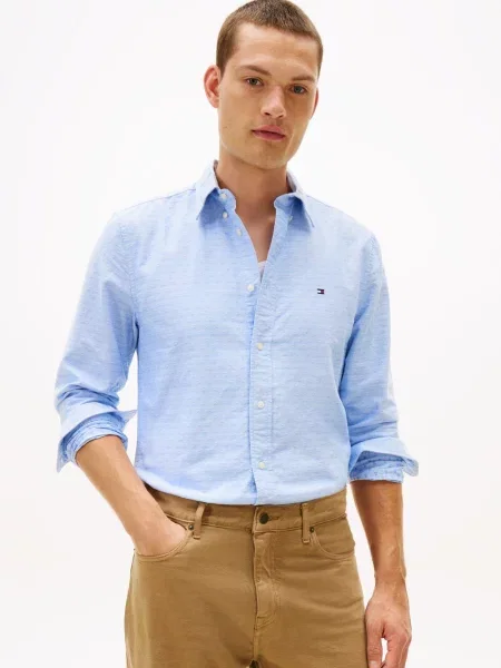 Tommy Hilfiger koszula niebieski regular z kołnierzykiem button-down błękitna