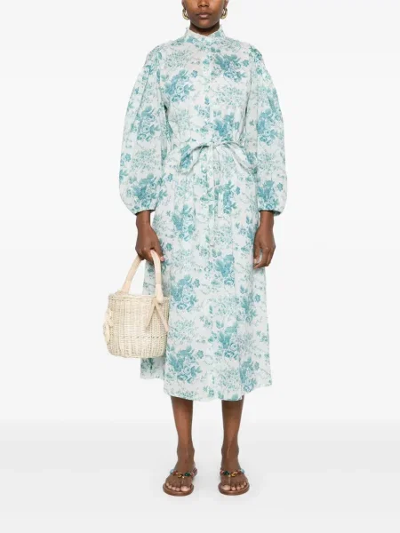 Rochie midi Antik Batik cu imagine până la genunchi de costum albastru