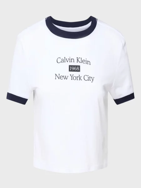 Укороченная футболка Calvin Klein Jeans из джерси белая