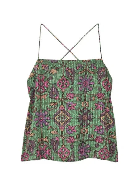 Top Ba&sh cu imagine cu imprimeu geometric cu bretele verde
