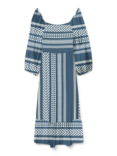 VERO MODA Haljina VMDICTHE sivkasto plava bijela