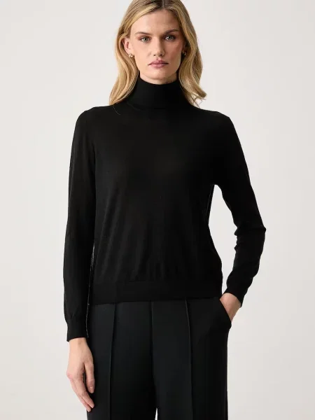 United Colors of Benetton pulover cu guler înalt pentru femei din cu negru