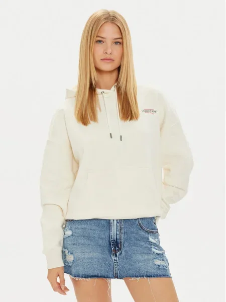 Дънки Guess с принт бежово