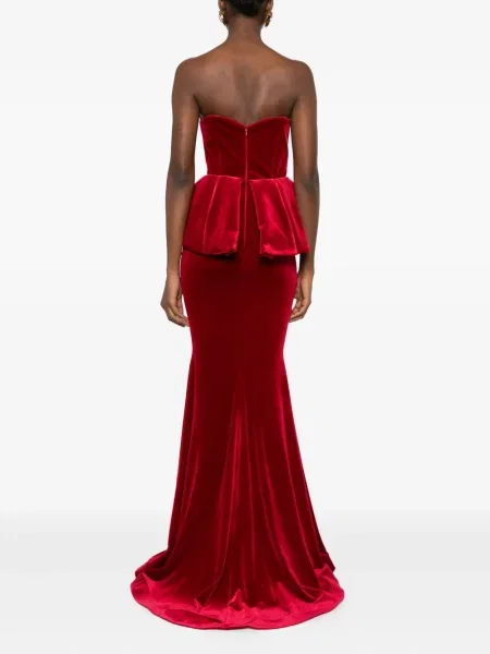 Cu peplum rochie maxi Cristallini de costum roșu