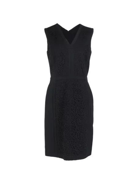 Rochie mini Boss cu decolteu în V din dantelă de costum negru