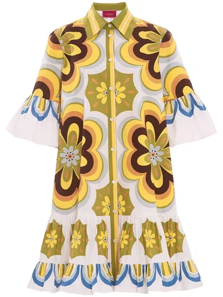Rochie La Doublej cu imagine cu imprimeu geometric de costum alb