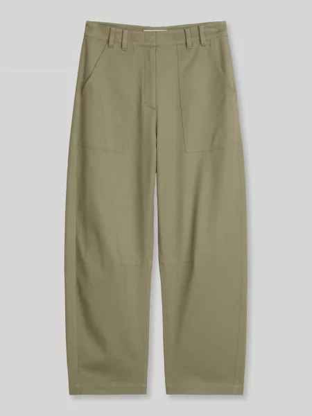 Jeansy o kroju barrel fit z mieszanki bawełny z naszywanymi Marc O'polo oliwkowe