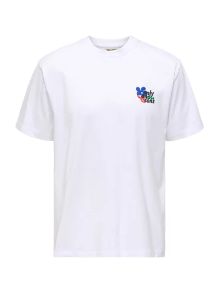Only & Sons Tričko ONSFLEURI kráľovská modrá / svetložltá / tmavooranžová biela