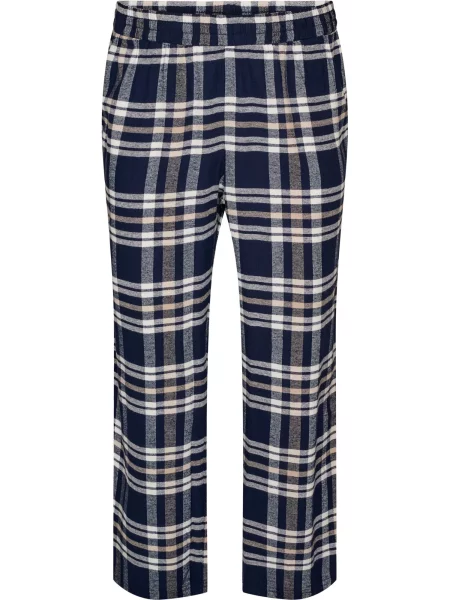 Zizzi Pantaloni de pijama HELMI bleumarin / maro alb