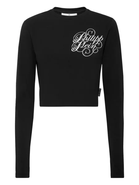 Top Philipp Plein cu broderie lung negru