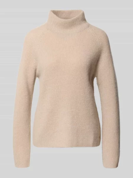 Sweter z dzianiny z kaszmiru ze stójką Fynch-hatton beżowy