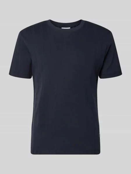 T-shirt z żakardowej dzianiny z okrągłym dekoltem Lindbergh granatowa