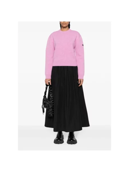 Lniany sweter Balenciaga z logo różowy